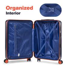 3 Piece Luggage Set,20-Inch, 24-Inch, 28-Inch Luggage, Carry On Luggage Set, Travel Luggage Set With TSA Lock And Spinner Wheels– Travel Luggage For Holidays, Business Trips,Family Vacations And Perfect Gift For Friends - 黑橘色 - 查看 8