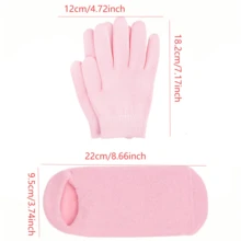 2件/4件棉纱硅胶袜/手套，手足保湿保湿套，男女通用防裂脚跟保护，防滑脚膜，可重复使用 - 彩色 - 查看 2