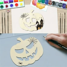 12pcs Halloween Pumpkin Face Decorations, Painted Blank Pumpkins, Pumpkin Paper Cutting Crafts With Strings, Halloween Pumpkins, Thanksgiving DIY Crafts
