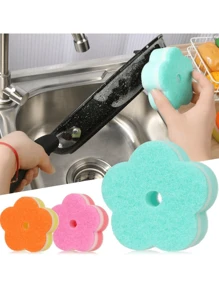 5/3pcs Flower-Shaped Dish Washing Sponges, Scrubbing Pads, Colorful Sponge Brushes For Dishes, Cookware, Glassware, Kitchen Cleaning Tools