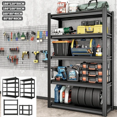 3/4/5 Tier Heavy Duty Shelving Unit Metal Shed Storage Shelves, Garage Shelves Storage Shelf Holywarm Heavy Duty Shed Storage Racking Shelf Metal Boltless For Warehouse Workshop Office, Black(1800 LBS/2400 LBS/3000 LBS)
