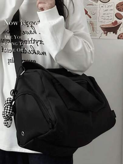 Fashionable Classic Solid Color, Large Capacity, Multiple Pockets, With Headphone Buckle Design, Lightweight And Portable, Shoulder Bag, Handbag, Suitable For Outdoor Travel And Short Distance Travel. Bag For School School Accessories School Stuff Travel Essentials Holiday Vacation Duffle Bag Luggage Suitcase Travel Bag For Women