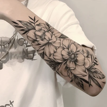 Tatuajes temporales florales para el brazo, pegatinas de tatuaje realistas y de larga duración a base de hierbas, resistentes al agua y a los arañazos, duran de 7 a 15 días