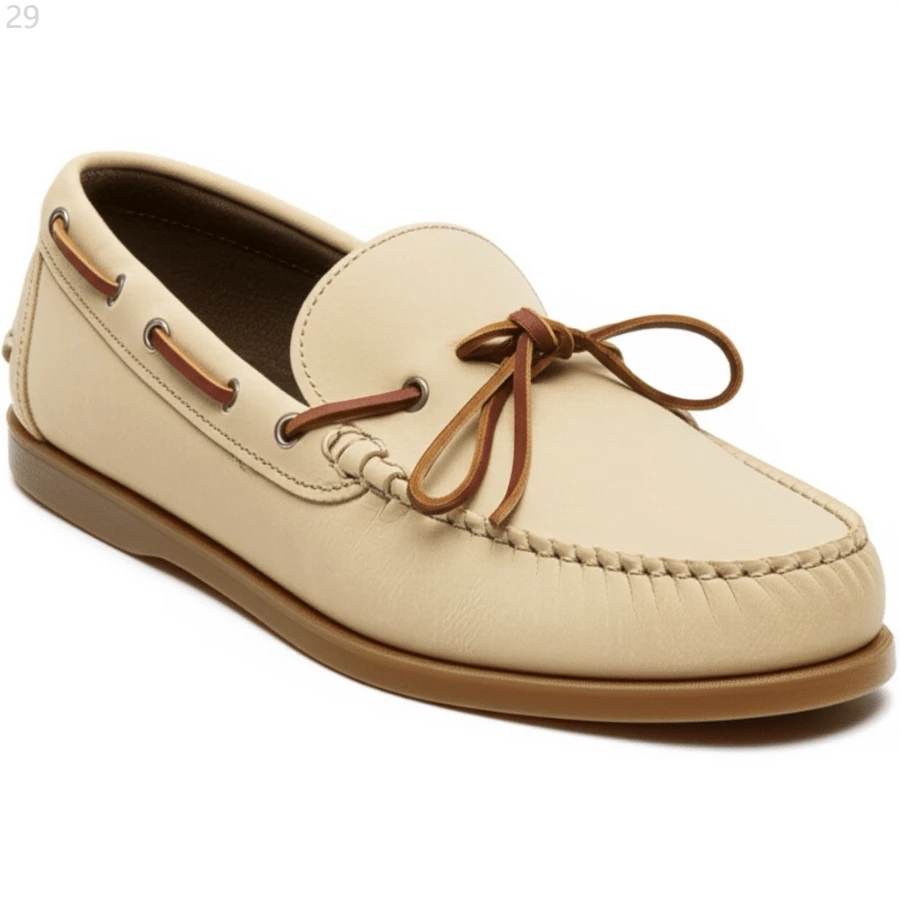 Local Warehouse- Men's Leather Bar Harbor Moc- Slip-On Boat Shoe - Đá Cát - Xem 1