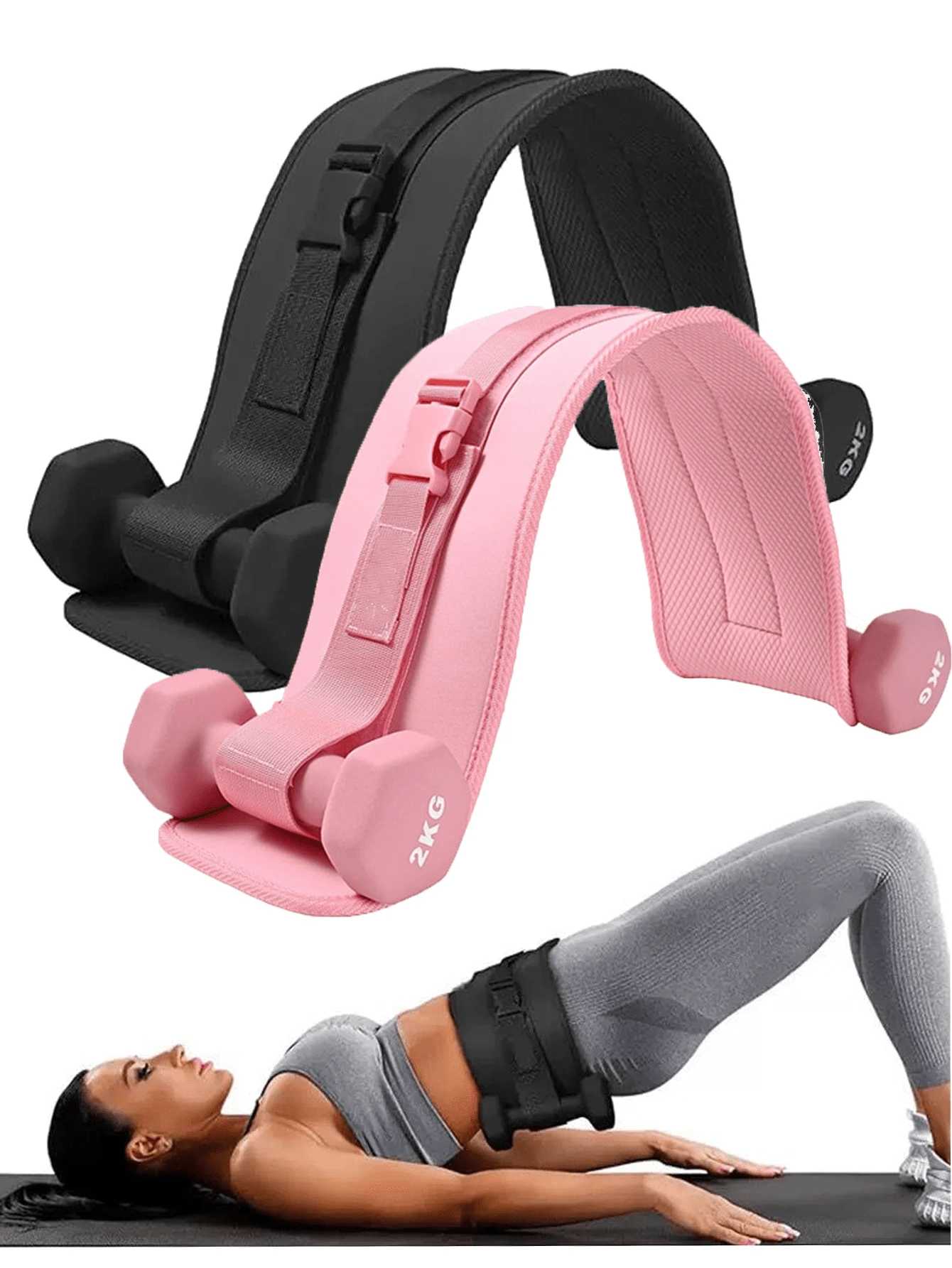 1 件装哑铃臀推腰带，适用于哑铃臀部防滑腰带扣，易于锻炼 - 增强力量训练、身体锻炼和普拉提，搭配哑铃和壶铃