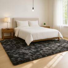 Soft Shag Area Rugs For Living Room, Fluffy Shaggy Rugs For Bedroom, Luxury Modern Plush Carpet For Dorm, Apartment, Indoor Home Decor, Upgrade Non-Slip Cozy Accent Rug For Floor Protection And Style, Room Decor. - Tie Dye-Dark Grey - View 3