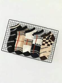 10 pares de calcetines cortos para hombre, de estilo elegante y casual, transpirables, delgados, de corte bajo para primavera/verano - Multicolor - Ver 12