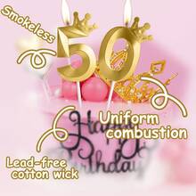 1PC Multi-Color Gold Crown Digital Candles, Age Birthday Candles, Crown Colored Candles, Birthday Party Cake Decorations, Wedding And Birthday Supplies, Home And Party Decorations - Gold - View 3