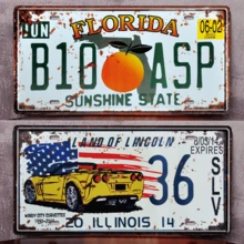 1件复古汽车牌照，铁艺彩绘墙饰，创意网吧宿舍酒吧墙面艺术，金属锡板，户外花园装饰，尺寸：30厘米*15厘米/11.81英寸*5.90英寸，适用于Exit音乐节、摇滚音乐节、2024巴黎夏季、圣诞礼物