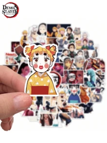 TOEI ANIMATION 50pcs Aniplex  Anime Stickers, Mixed Kimetsu No Yaiba Cartoon Vinyl Stickers For Laptop, Skateboard, Water Bottle - Multicolor 5 - View 4