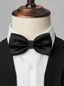 1 Stück Unifarben Business-Fliege mit verstellbarem Clip-Kragen-Accessoire für Hochzeitspartys oder Trauzeugen. ABSCHLUSSFEIER-SAISON, BÜHNENAUFFÜHRUNG, SCHWARZE SATINFLIEGE (GROSSE GRÖSSE 12*6,5CM)