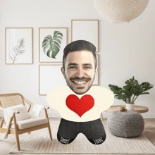 Customized Photo Heart-Shaped Plush Pillow - Personalized Mini Doll Gift With Surprise Expression, Soft Short Plush Fabric, Suitable For Home Decor Or Love-Themed Gifts | Customized Pillow For Birthday, Christmas, Valentine's Day, Mother's Day And Father's Day