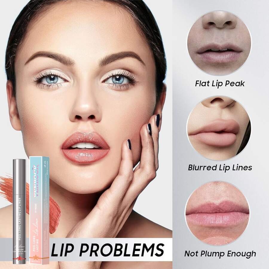 venrock ✨24H Color-Locking, Three-Dimensional Lip Plumping|Sweat-Proof Waterproof Nourishing Lip Liner  Is Smooth And Non-Smudging/Vitamin E Lip Moisturizing/Triangle Pen Barrel Precise Hooking-Lip Liner - Grapefruit Glow - 查看 1