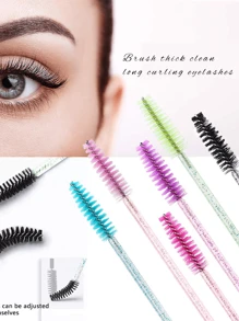 100/50/10 Sets Mascara Bürsten, Augen-Kajal-Stäbchen, biegbare Einweg-Augenbrauenbürsten, speziell für Wimpernverlängerung geeignete Bürsten, Augenbrauenbürsten, Rizinusöl-Bürsten (Kristallpulver)