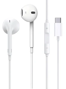 سماعات أذن متوافقة مع آيفون، سماعات أذن داخل الأذن نوع C USB-C مريحة، سماعات رأس سلكية استريو عالي الجودة نوع C 3.5 مم مع ميكروفون بلوتوث والتحكم في المكالمات، عازلة للضوضاء