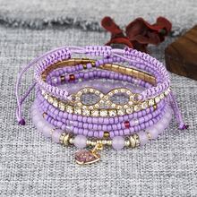 1 Conjunto (6 peças) Pulseiras de Joias Trançadas com Decoração de Strass em Forma de 8