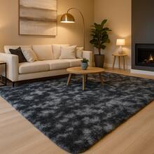 Soft Shag Area Rugs For Living Room, Fluffy Shaggy Rugs For Bedroom, Luxury Modern Plush Carpet For Dorm, Apartment, Indoor Home Decor, Upgrade Non-Slip Cozy Accent Rug For Floor Protection And Style, Room Decor. - Tie Dye-Dark Grey - View 5