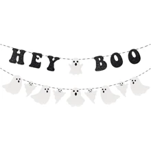 Hey Boo Glittery Ghost Banner - Happy Halloween Party Supplies For Indoor/Outdoor Decorations - Multicolor - View 3