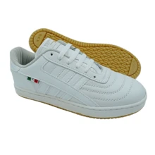 Tenis Blanco Negro Escolar Juvenil Futbol Partes de Piel, Cocido - Blanco - Ver 4