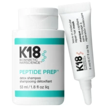 K18 Biomimetic Hairscience  Reset + Repair Birthday Set-  0.17 Oz / 5 ML K18 Leave-In Molecular Repair Hair Mask   - 1.8 Oz / 53 ML K18 Mini Peptide Prep Detox Shampoo - - Mặt nạ phục hồi tóc Leave-In Molecular Repair 0,17 oz - Dầu gội thải độc Mini Peptide Prep 1,8 oz - Xem 3