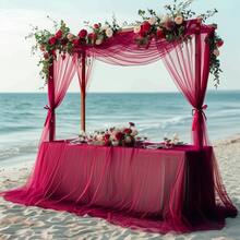 1pc2pc, Elegant Wine Red Wedding Mesh Arch Curtain - Polyester Fiber, Suitable For Weddings And Events - Romantic Wine Red Mesh, Perfect For Outdoor Parties, Proposals And Celebrations, No Power Required, Wedding Decoration, Suitable For Hanging Romantic Wedding Decoration Fabric It Is Highly Suitable For Thanksgiving,