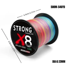 1 件 JESHUPEY 8 股编织鱼线，高强度 15-112 磅，适用于海钓、淡水钓、冰钓、紧密编织的鲤鱼鱼线