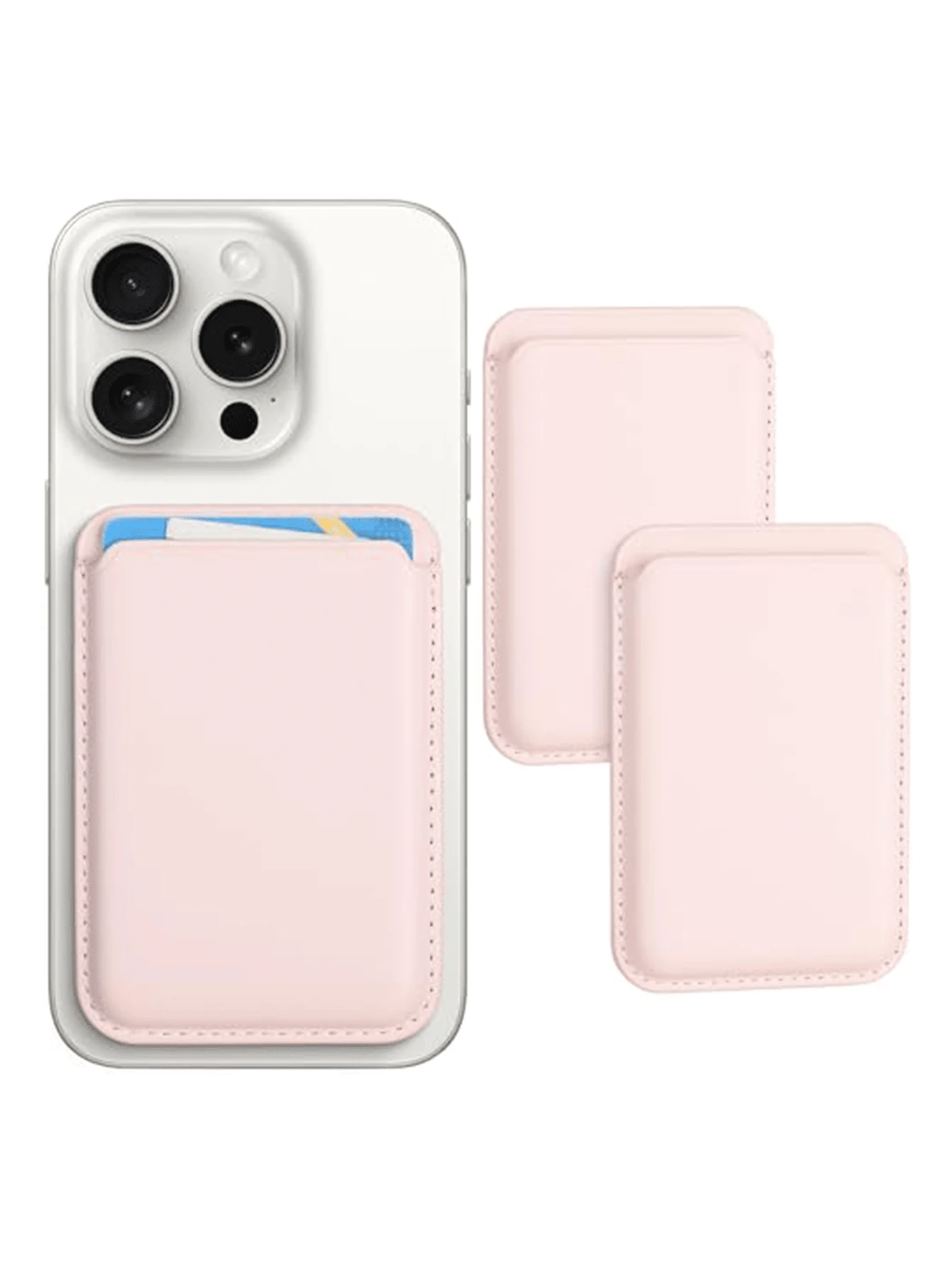 Magnetic Wallet Phone Card Holder, With MagMag Wallet Accessories, Compatible With IPhone 16/15/14/13/12 Pro/Pro Max/Plus/Mini Series Phone Cases, Women's Wallet, Mini Wallet, Handbag, MagWallet Card Holder, Magsafe Wallet - Baby Pink - View 1