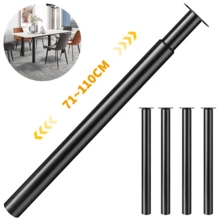 Set Of 4PCS 710-1100mm Adjustable Kitchen Worktop Desk Breakfast Bar Table Leg 60mm Bar Metal Table Legs Black - Black - View 3