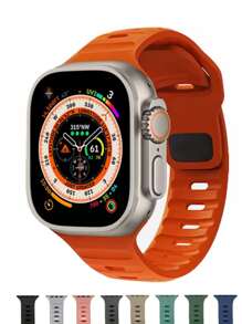 1 Peça Pulseira Compatível com Apple Watch Ultra 2 49mm 41mm 45mm 42mm 46mm 38mm 49mm 40mm 44mm, Pulseira de Silicone FKM Macia para Homens e Mulheres, Fivela Quadrada Esportiva, Compatível com Séries 11 10 9 8 7 SE 6 5 4 3