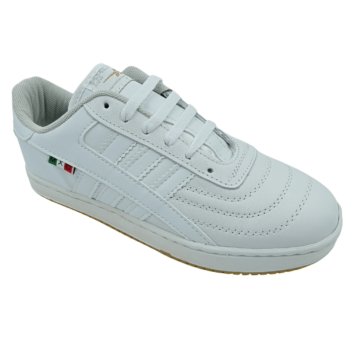 Tenis Blanco Negro Escolar Juvenil Futbol Partes de Piel, Cocido - Blanco - Ver 1