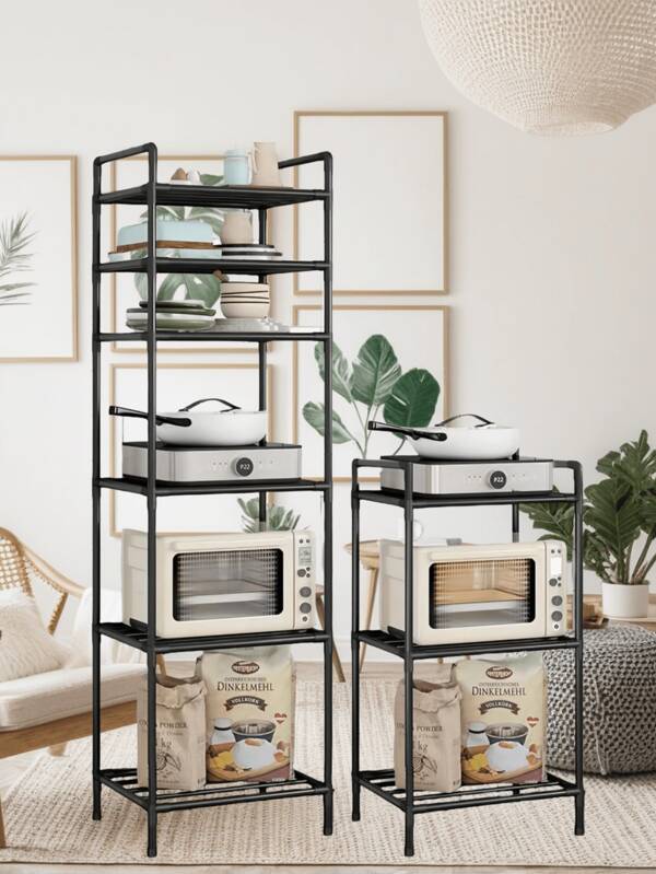 1 pièce Étagère de rangement en métal, organisateur multi-étagères gain de place pour salle de bain, cuisine, bureau, salon, facile à assembler et à déplacer, idéal pour cadeau de vacances