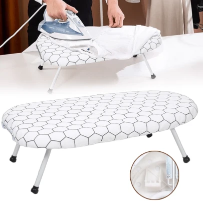 Lislark Tischbügelbrett Mini Bügelbrett Klappbar 60x37cm mit Ärmelbrett Reise Bügeltisch