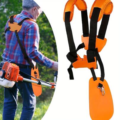 Adjustable Shoulder Support For Grass Cutters Ed Trimmers - Comfortable, Durable, Design In Orange With Black Straps, Ideal For Outdoor Lawn Care, Grass Cutting Tools
