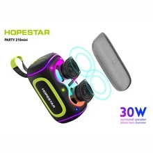 HOPESTAR Bocina para fiestas de 30 W - Altavoz portátil inalámbrico con sonido Hi-Fi potente, luces RGB, resistencia al agua IPX5, batería recargable de 4000 mAh - Altavoz compacto para viajes en casa y al aire libre - Negro - Ver 2