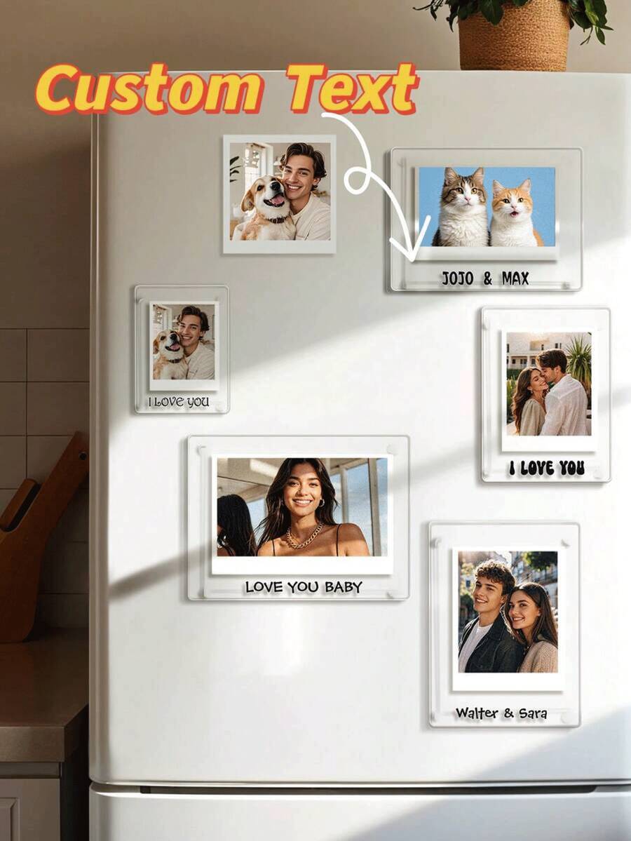 Customized Acrylic Photo Refrigerator Sticker - Customized Photo Decoration - Refrigerator Storage Cabinet, Office Home - Customized Magnetic Gift | Save Your Best Photos. Personalized Photo Decoration Customization, Anniversary Gift, Wedding Gift, Photo Gift, Gift For Her, Moving Gift, Photo Wall Gallery, Gift For Him - Transparent - View 1