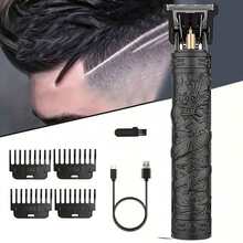 電動推子理髮器，電動鋸齒油頭雕刻剃刀，適用於光頭理髮，快速充電攜帶式電動理髮器，多功能家用電動理髮器，新款專業雕刻理髮器
