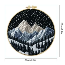 1 Piece Embroidery Kit, 20x20cm/7.9x7.9 Inches, Interstellar Scenery Theme, Handmade DIY Embroidery Kit, Suitable For Both Adults And Beginners, Including User Manual, Printed Fabric, Embroidery Frame, And Needles And Threads