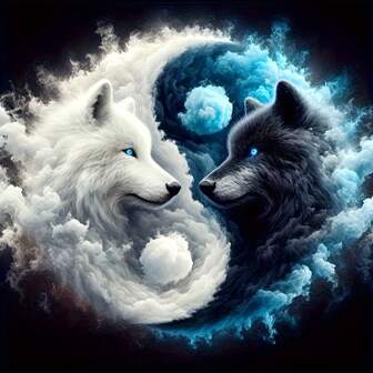 5D DIY Diamond Painting Kit - Dual Wolf Design, Round Acrylic Drills, Beginner Friendly Craft Set | Ideal Home & Wall Decor Gift