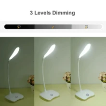 Lámpara LED de escritorio plegable, iluminación recargable por USB, 3 modos, Sensor táctil regulable, protección ocular, lámpara de lectura para estudiantes, luz nocturna - Blanco - Ver 2