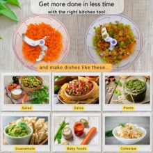 Stainless Steel Manual Food Processor, Powerful Hand Crank Chopper/Meat Grinder/Blender, Portable Hand Pull Rope Garlic Crusher & Onion Chopper, Suitable For Vegetables, Ginger, Fruits, Nuts, Herbs - Multicolor - View 6