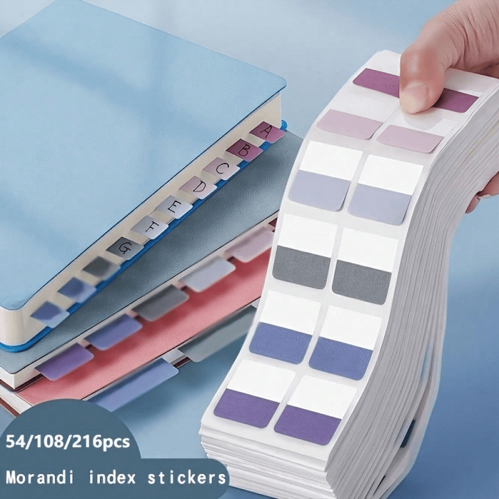 216/108/54pcs Morandi Tabs 2" Sticky Index Tabs - Multi-Colored Writable & Repositionable Book Flags For Notebooks/Annotating