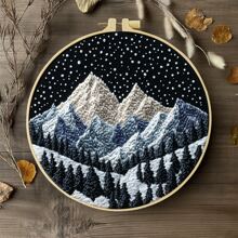 1 Piece Embroidery Kit, 20x20cm/7.9x7.9 Inches, Interstellar Scenery Theme, Handmade DIY Embroidery Kit, Suitable For Both Adults And Beginners, Including User Manual, Printed Fabric, Embroidery Frame, And Needles And Threads