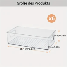 Refrigerator Storage Boxes, Set Of 6, Refrigerator Storage Boxes, Food Containers With Handle, Transparent, Suitable For Kitchen, Refrigerator, Cabinets, Cosmetics, Office Supplies