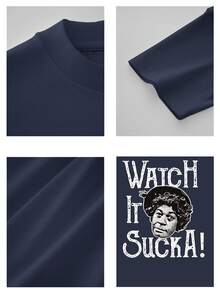 PAYEAH Watch Lt Sucka T Shirt (Single Piece)100% Cotton 220g Heavy Cotton T Shir - 藍色 - 查看 4