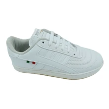 Tenis Blanco Negro Escolar Juvenil Futbol Partes de Piel, Cocido - Blanco - Ver 6