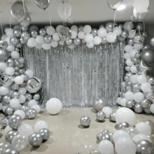 30 unidades de globos blancos y plateados metálicos, adecuados para fiesta de revelación de género, fiesta de soltero, fiesta de carnaval, cumpleaños, ceremonia de graduación, aniversario, fiesta del Día de la Independencia, despedida de soltera, Navidad, Halloween, Día de San Valentín, Día de la Madre, fiesta de vacaciones, Ramadán, Eid, decoración de fiesta con tema de carnaval, artículos de fiesta