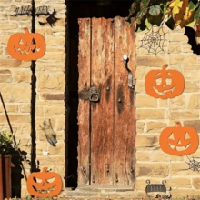 12pcs Halloween Pumpkin Face Decorations, Painted Blank Pumpkins, Pumpkin Paper Cutting Crafts With Strings, Halloween Pumpkins, Thanksgiving DIY Crafts