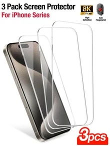 3 件装全覆盖高清透明屏幕保护膜适用于 16e 6.1 英寸 2025，9H 钢化玻璃膜，保护壳友好，超清晰灵敏指纹防油防刮钢化玻璃膜 15 14 13 12 11 16Pro Max Plus Mini - 3pcs - 查看 1