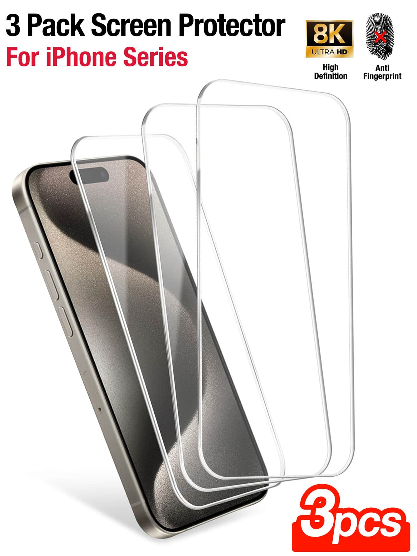 3 件装全覆盖高清透明屏幕保护膜适用于 16e 6.1 英寸 2025，9H 钢化玻璃膜，保护壳友好，超清晰灵敏指纹防油防刮钢化玻璃膜 15 14 13 12 11 16Pro Max Plus Mini - 3pcs - 查看 1