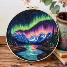 1 Piece Embroidery Kit, 20x20cm/7.9x7.9 Inches, Interstellar Scenery Theme, Handmade DIY Embroidery Kit, Suitable For Both Adults And Beginners, Including User Manual, Printed Fabric, Embroidery Frame, And Needles And Threads